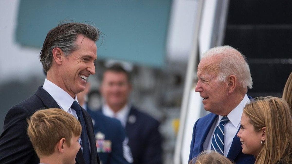 California Governor Gavin Newsom with U.S. President Joe Biden.