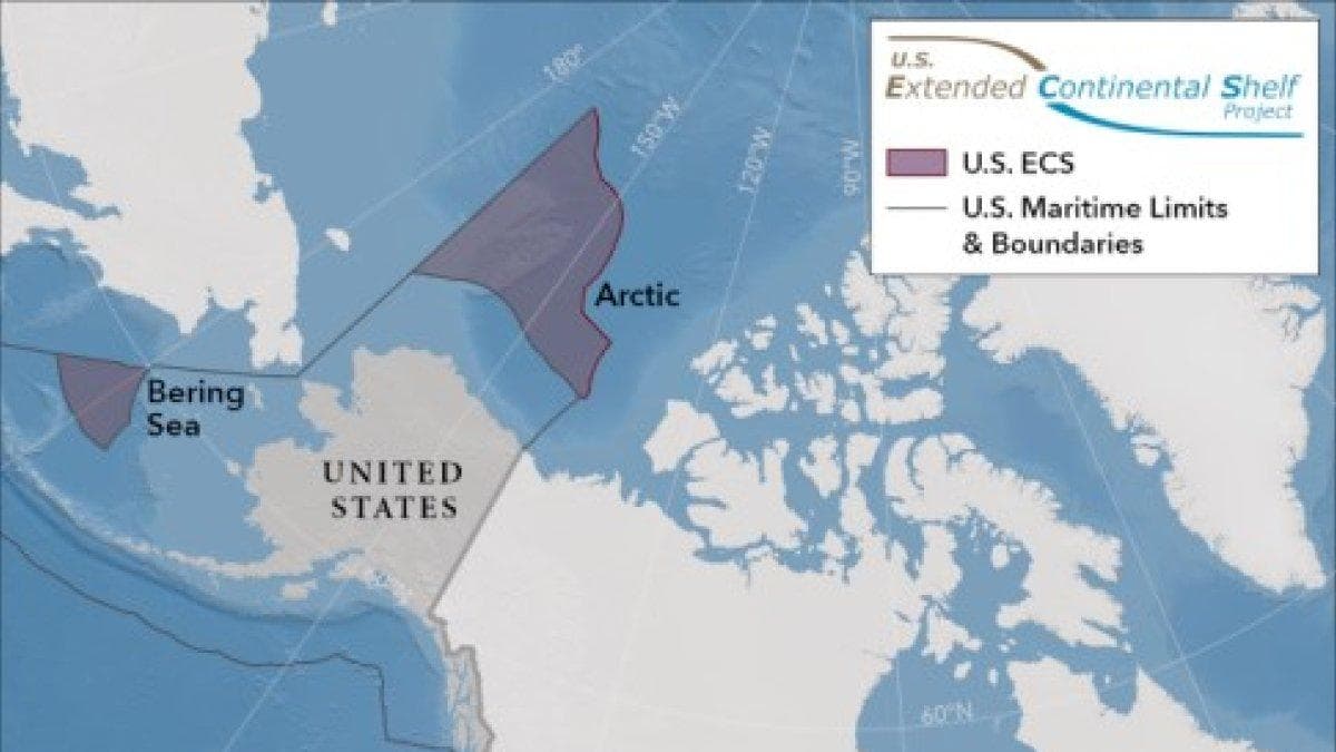 Mapa de la plataforma continental de Estados Unidos