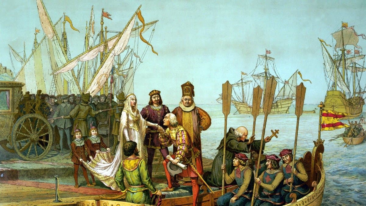 Cristóbal Colón, despidiéndose de los Reyes Católicos antes de poner rumbo a las Indias / Cordon Press.