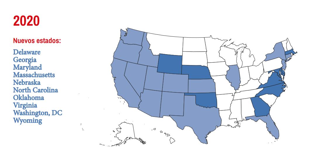 States with more than 10% Hispanic population in 2020. Source: U.S. Census Bureau-The Hispanic Council