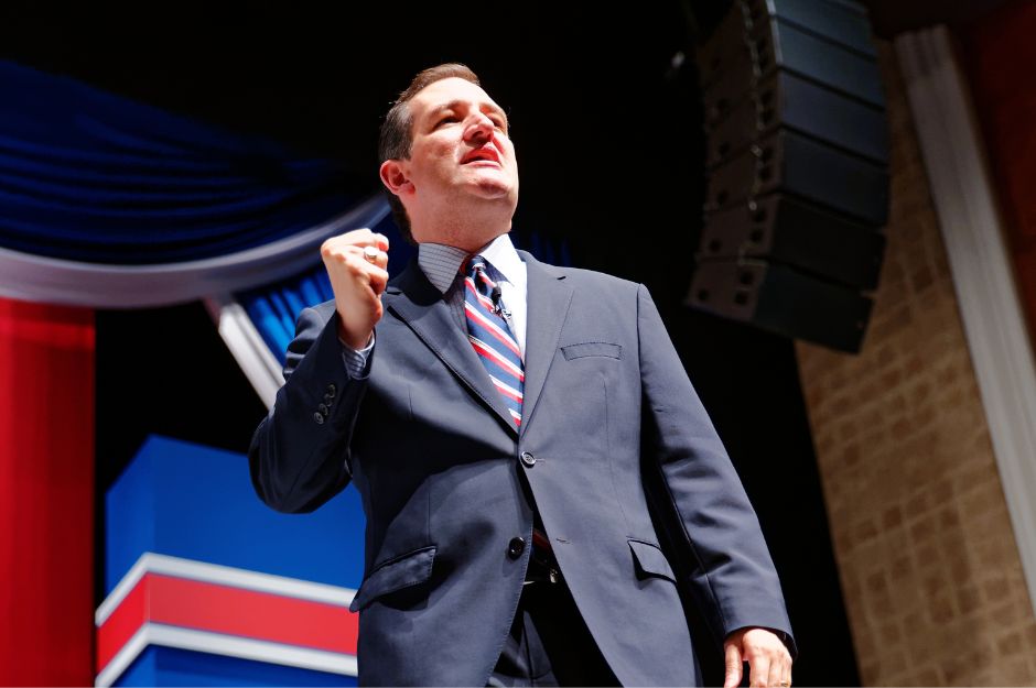 El senador republicano Ted Cruz en un mitin en campaña.