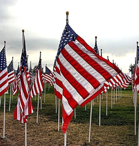 Banderas de Estados Unidos. Imagen de archivo.