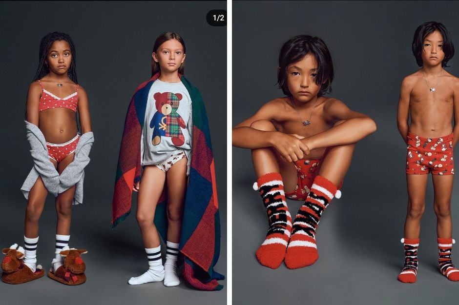 kit Compose Rådne "Why is this earth infested with pedophiles?": Benetton launches campaign  featuring minors in their underwear