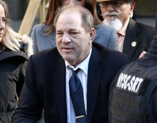 Harvey Weinstein leaving the courthouse after a day of jury deliberations in his New York trial.