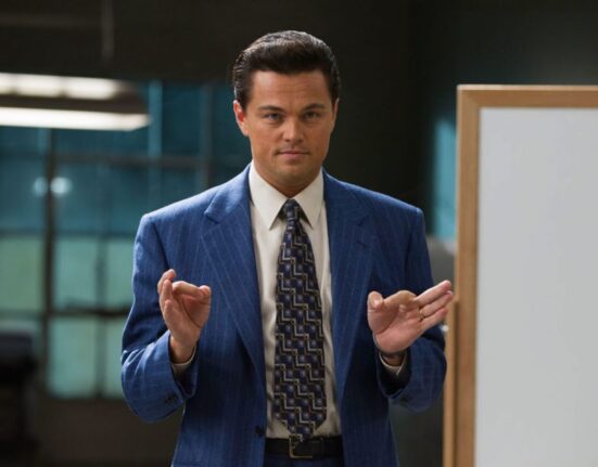 Leonardo DiCaprio en El Lobo de Wall Street.