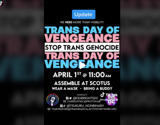 Convocatoria al Día de la Venganza Trans publicada en TikTok por