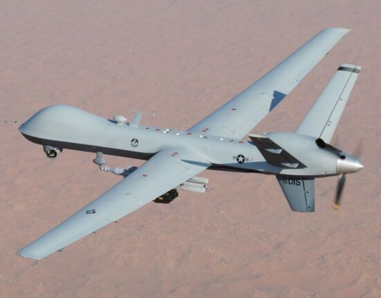 Dron MQ-9 Reaper del Ejército de Estados Unidos durante un vuelo de reconocimiento. Imagen de archivo.